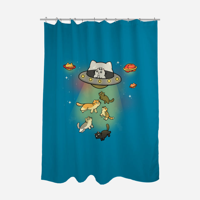 UFO Meow-None-Polyester-Shower Curtain-Freecheese