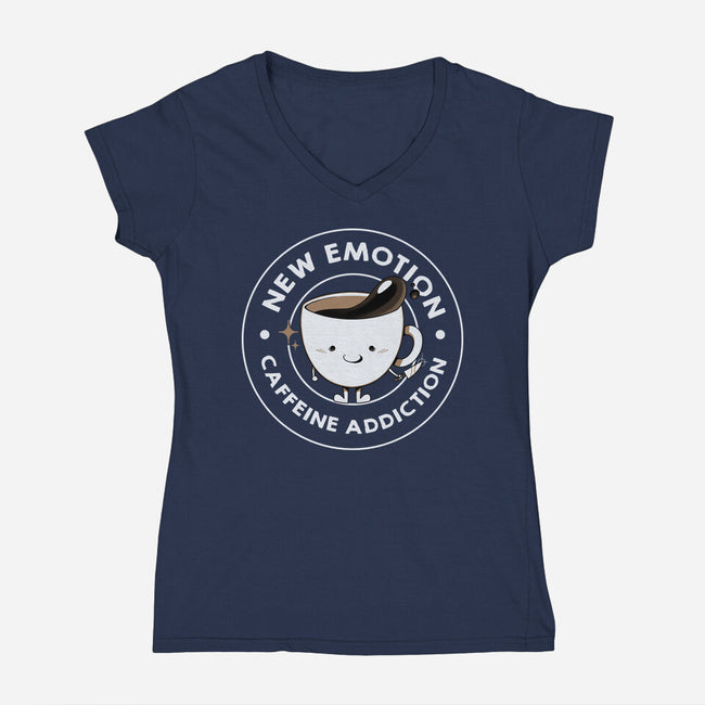 New Emotion Caffeine Addiction-Womens-V-Neck-Tee-tobefonseca