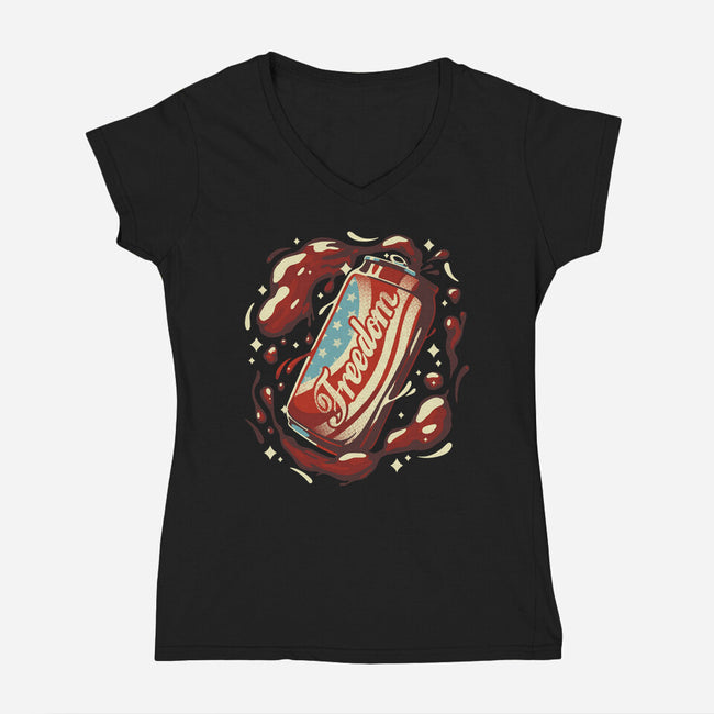Freedom USA Soda Can-Womens-V-Neck-Tee-tobefonseca