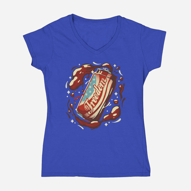Freedom USA Soda Can-Womens-V-Neck-Tee-tobefonseca