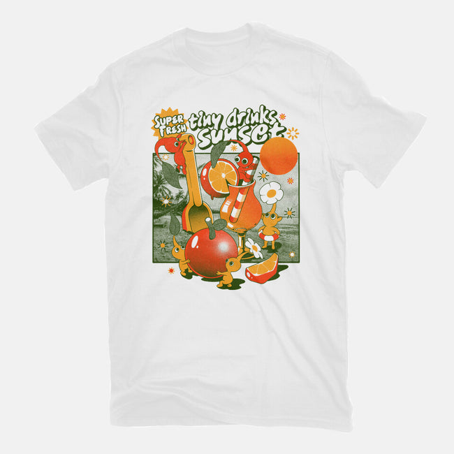 Tiny Drinks Sunset-Unisex-Basic-Tee-ilustrata