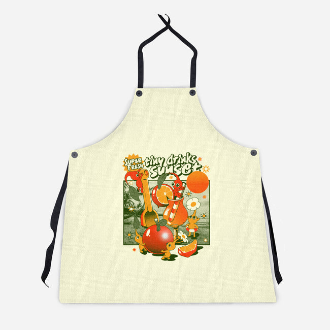 Tiny Drinks Sunset-Unisex-Kitchen-Apron-ilustrata