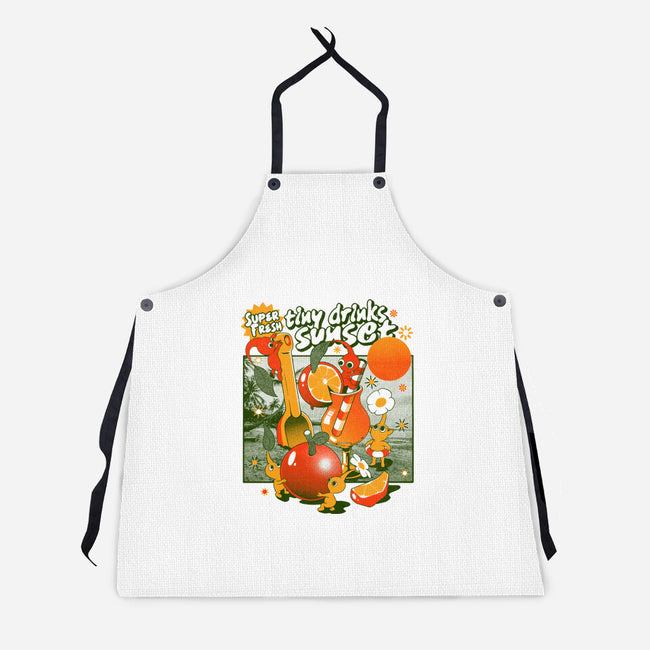 Tiny Drinks Sunset-Unisex-Kitchen-Apron-ilustrata