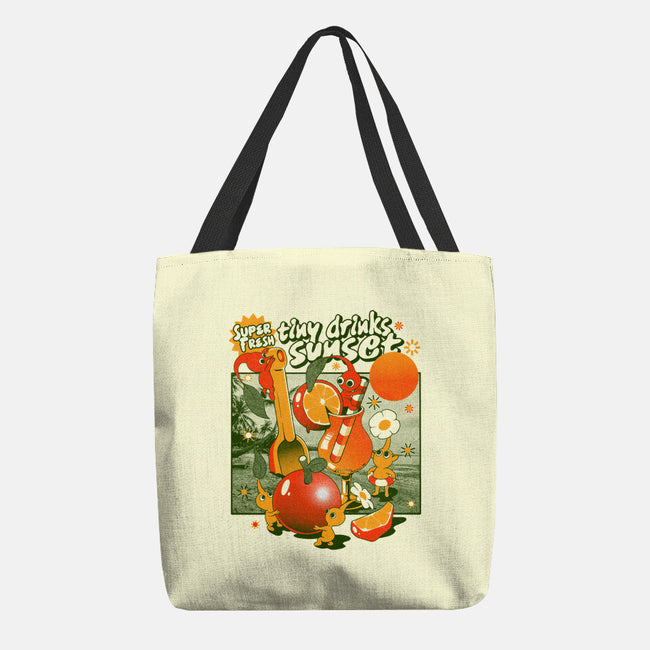 Tiny Drinks Sunset-None-Basic Tote-Bag-ilustrata