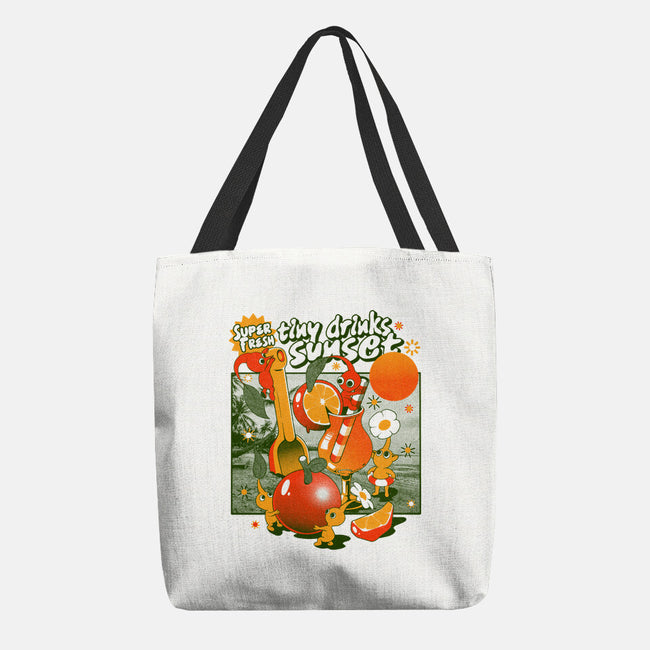 Tiny Drinks Sunset-None-Basic Tote-Bag-ilustrata