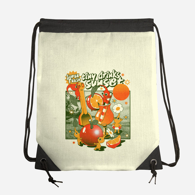 Tiny Drinks Sunset-None-Drawstring-Bag-ilustrata