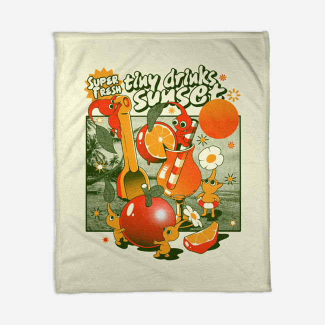 Tiny Drinks Sunset-None-Fleece-Blanket-ilustrata