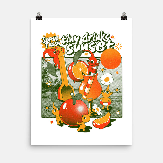 Tiny Drinks Sunset-None-Matte-Poster-ilustrata