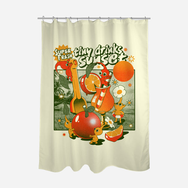 Tiny Drinks Sunset-None-Polyester-Shower Curtain-ilustrata