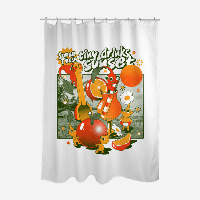 Tiny Drinks Sunset-None-Polyester-Shower Curtain-ilustrata