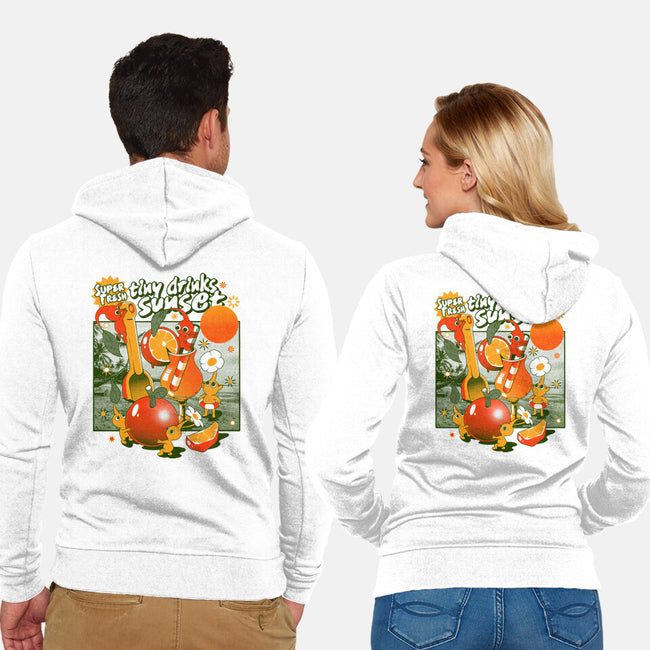 Tiny Drinks Sunset-Unisex-Zip-Up-Sweatshirt-ilustrata