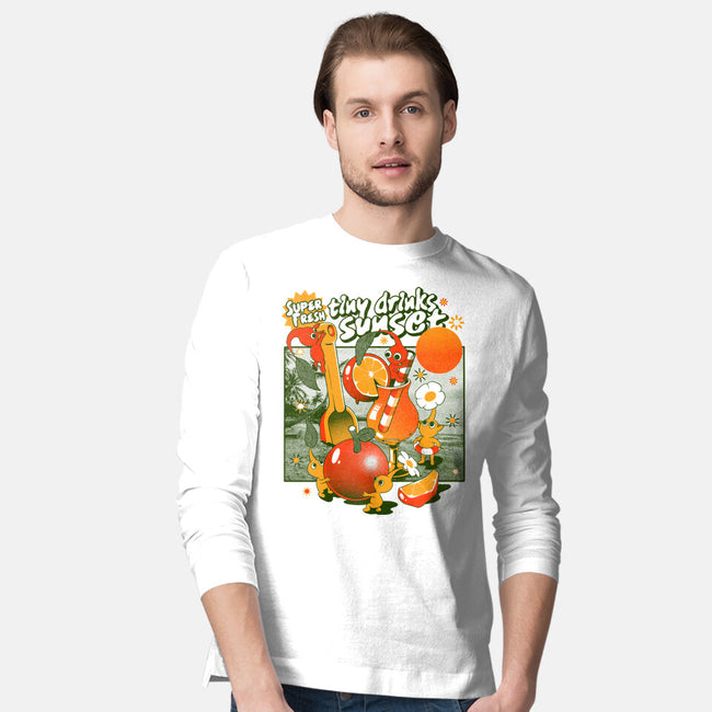 Tiny Drinks Sunset-Mens-Long Sleeved-Tee-ilustrata