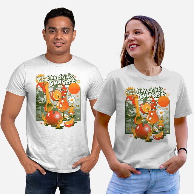 Tiny Drinks Sunset-Unisex-Basic-Tee-ilustrata