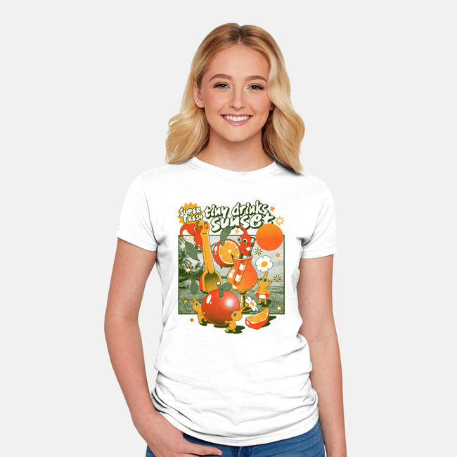 Tiny Drinks Sunset-Womens-Fitted-Tee-ilustrata