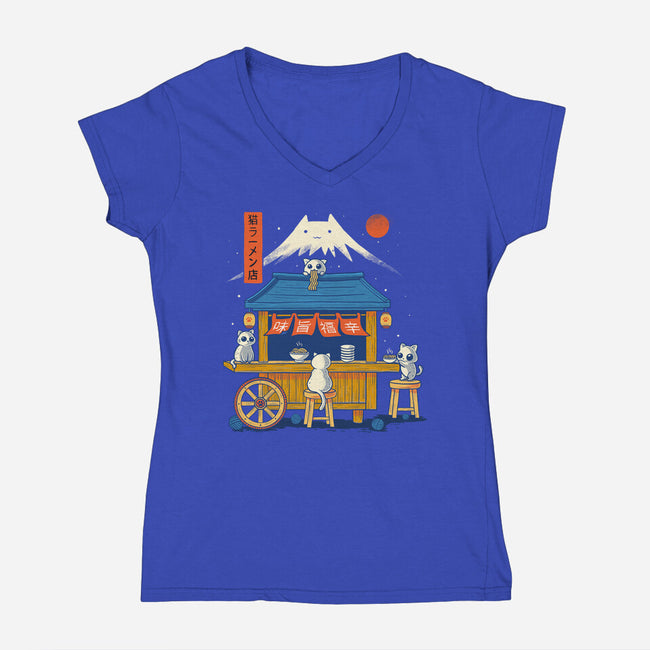 Ramen Cat Station-Womens-V-Neck-Tee-erion_designs