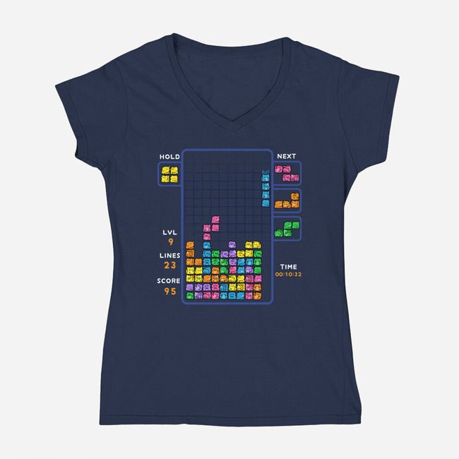 Tetris Cats-Womens-V-Neck-Tee-GoshWow