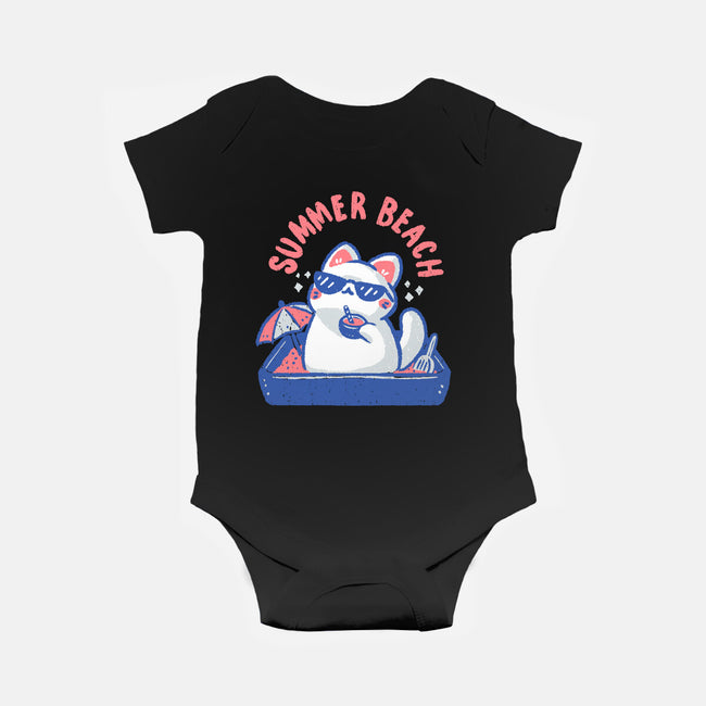Funny Summer Beach Cat-Baby-Basic-Onesie-xMorfina
