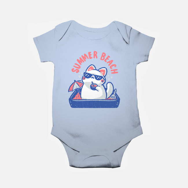 Funny Summer Beach Cat-Baby-Basic-Onesie-xMorfina
