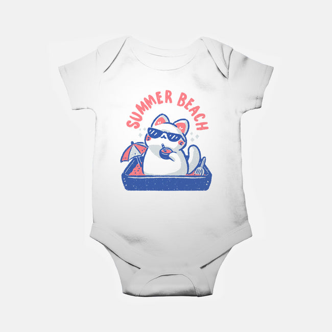 Funny Summer Beach Cat-Baby-Basic-Onesie-xMorfina