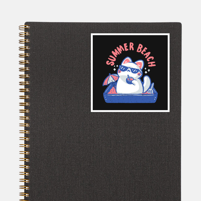 Funny Summer Beach Cat-None-Glossy-Sticker-xMorfina