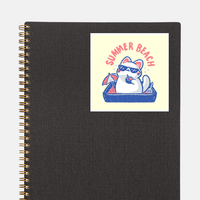 Funny Summer Beach Cat-None-Glossy-Sticker-xMorfina