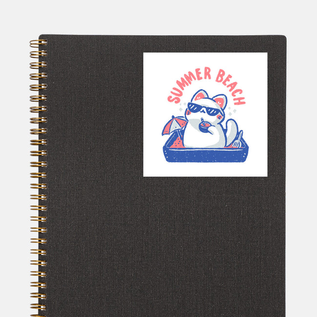 Funny Summer Beach Cat-None-Glossy-Sticker-xMorfina