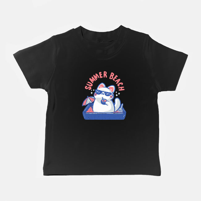 Funny Summer Beach Cat-Baby-Basic-Tee-xMorfina