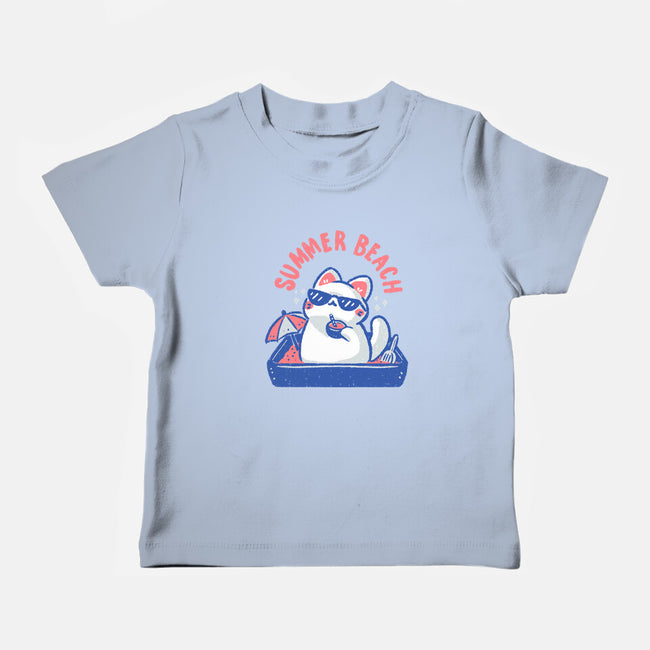 Funny Summer Beach Cat-Baby-Basic-Tee-xMorfina