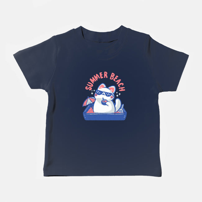 Funny Summer Beach Cat-Baby-Basic-Tee-xMorfina