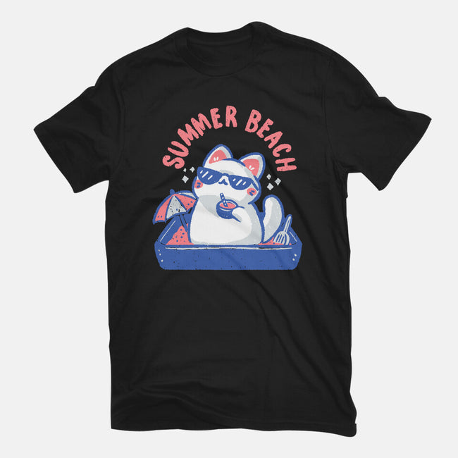 Funny Summer Beach Cat-Mens-Premium-Tee-xMorfina