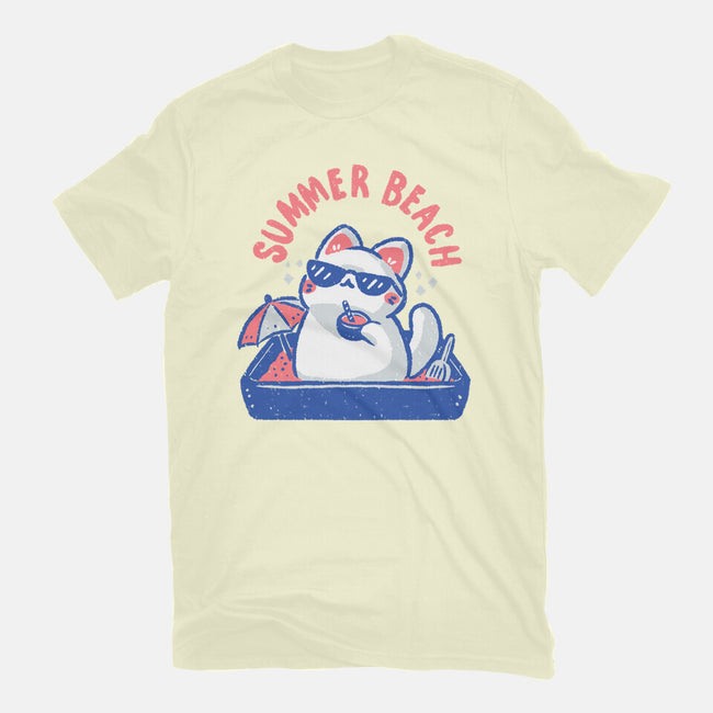 Funny Summer Beach Cat-Mens-Premium-Tee-xMorfina
