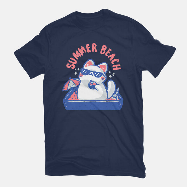 Funny Summer Beach Cat-Mens-Basic-Tee-xMorfina