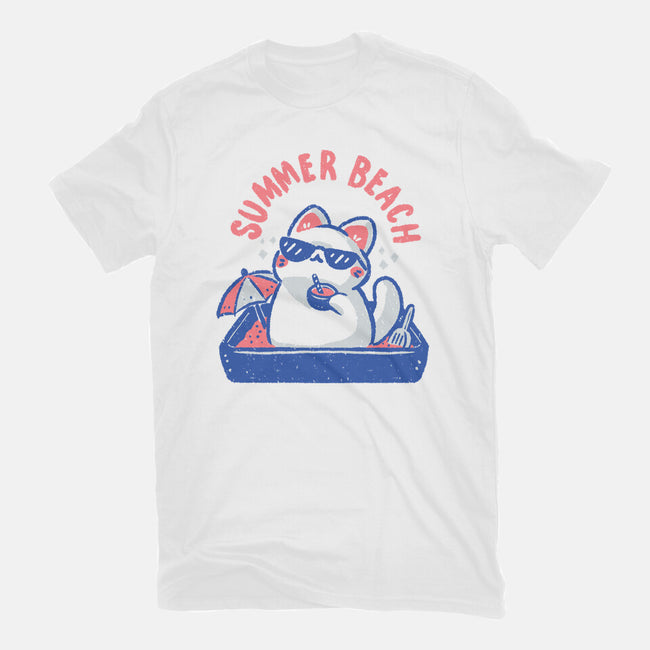 Funny Summer Beach Cat-Womens-Fitted-Tee-xMorfina