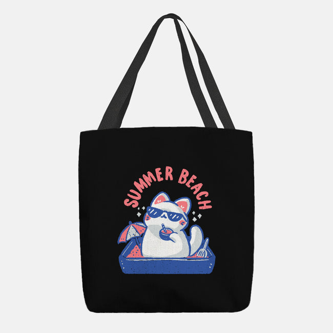 Funny Summer Beach Cat-None-Basic Tote-Bag-xMorfina