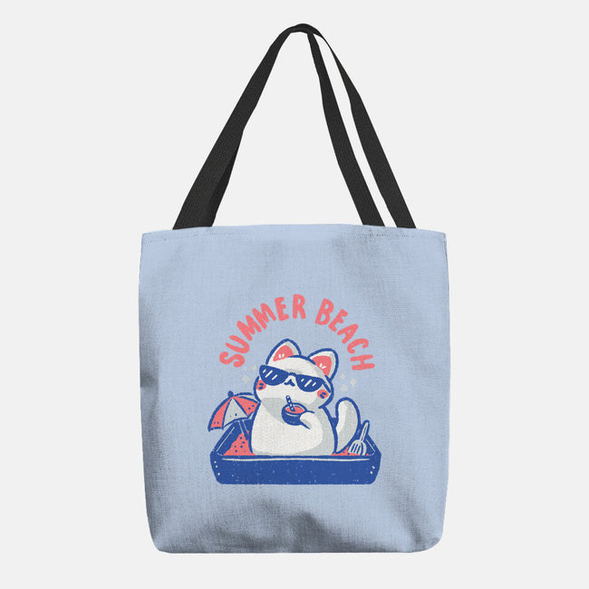 Funny Summer Beach Cat-None-Basic Tote-Bag-xMorfina