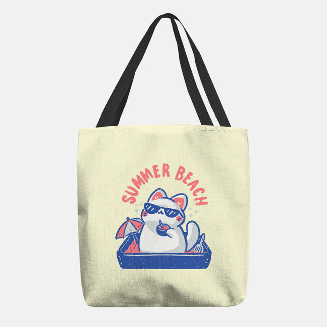 Funny Summer Beach Cat-None-Basic Tote-Bag-xMorfina