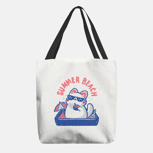 Funny Summer Beach Cat-None-Basic Tote-Bag-xMorfina