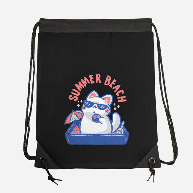 Funny Summer Beach Cat-None-Drawstring-Bag-xMorfina