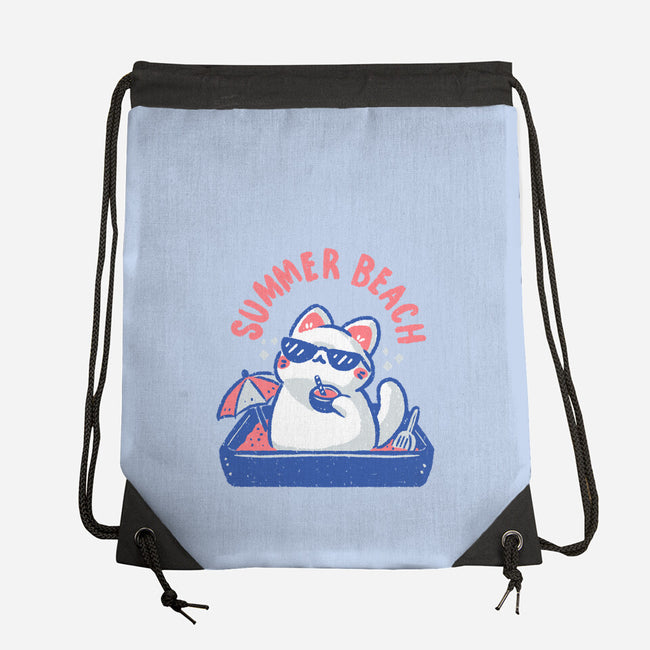 Funny Summer Beach Cat-None-Drawstring-Bag-xMorfina