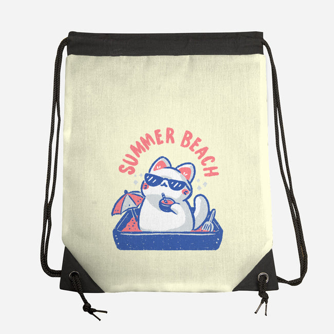 Funny Summer Beach Cat-None-Drawstring-Bag-xMorfina