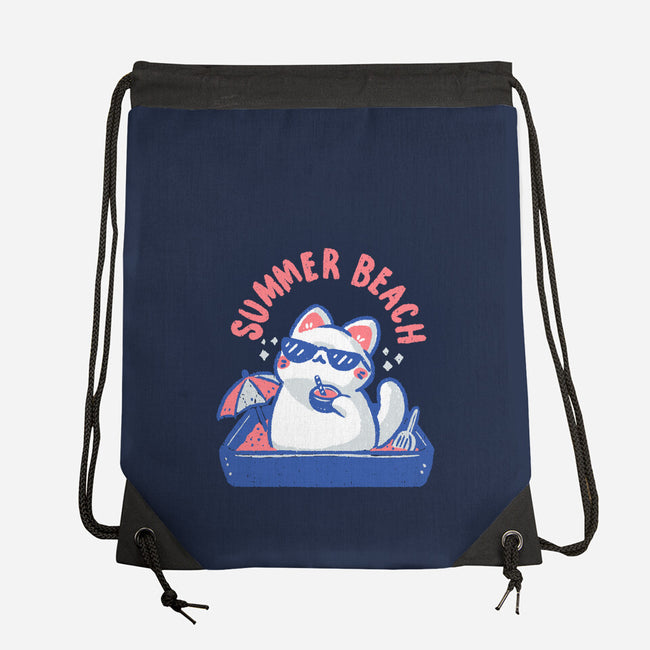 Funny Summer Beach Cat-None-Drawstring-Bag-xMorfina