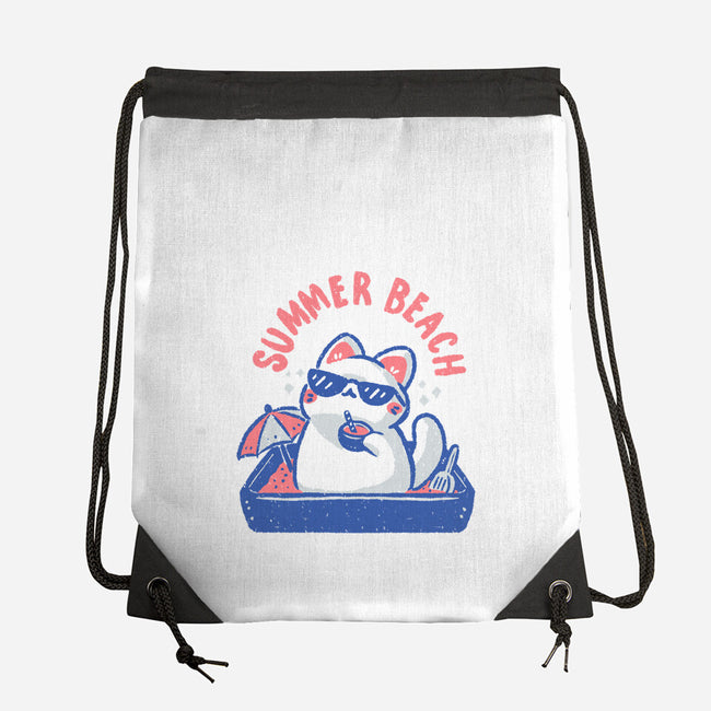 Funny Summer Beach Cat-None-Drawstring-Bag-xMorfina