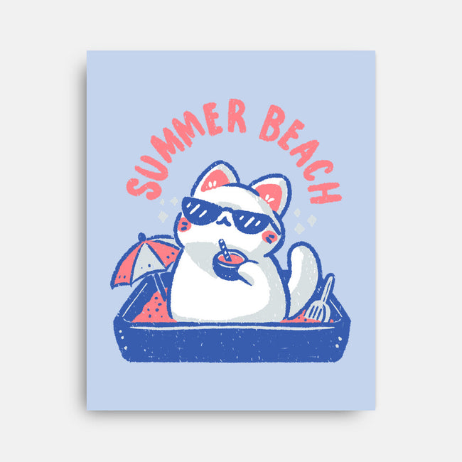 Funny Summer Beach Cat-None-Stretched-Canvas-xMorfina