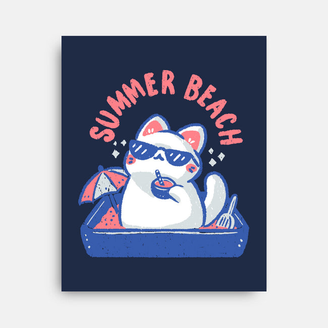 Funny Summer Beach Cat-None-Stretched-Canvas-xMorfina