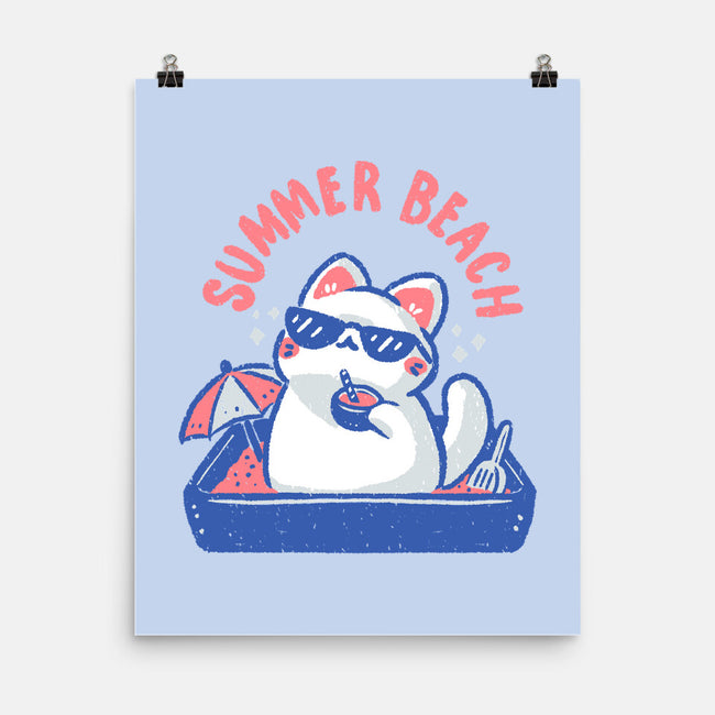 Funny Summer Beach Cat-None-Matte-Poster-xMorfina