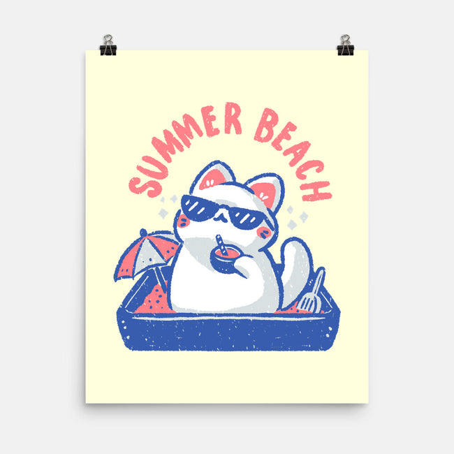 Funny Summer Beach Cat-None-Matte-Poster-xMorfina