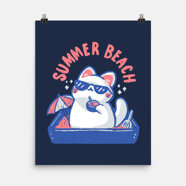 Funny Summer Beach Cat-None-Matte-Poster-xMorfina
