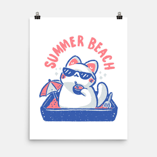 Funny Summer Beach Cat-None-Matte-Poster-xMorfina