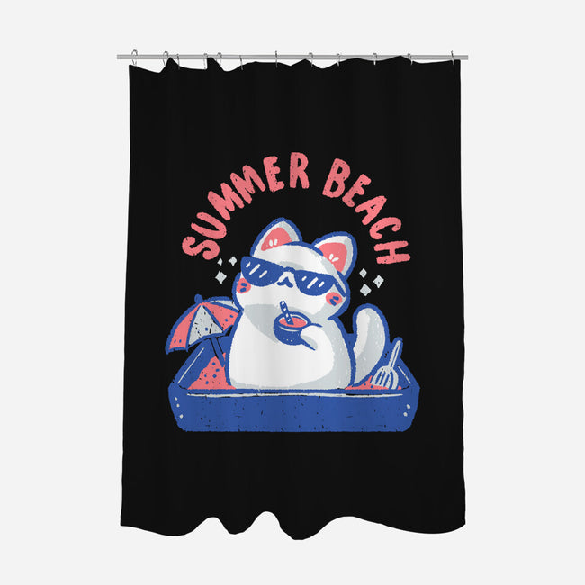Funny Summer Beach Cat-None-Polyester-Shower Curtain-xMorfina