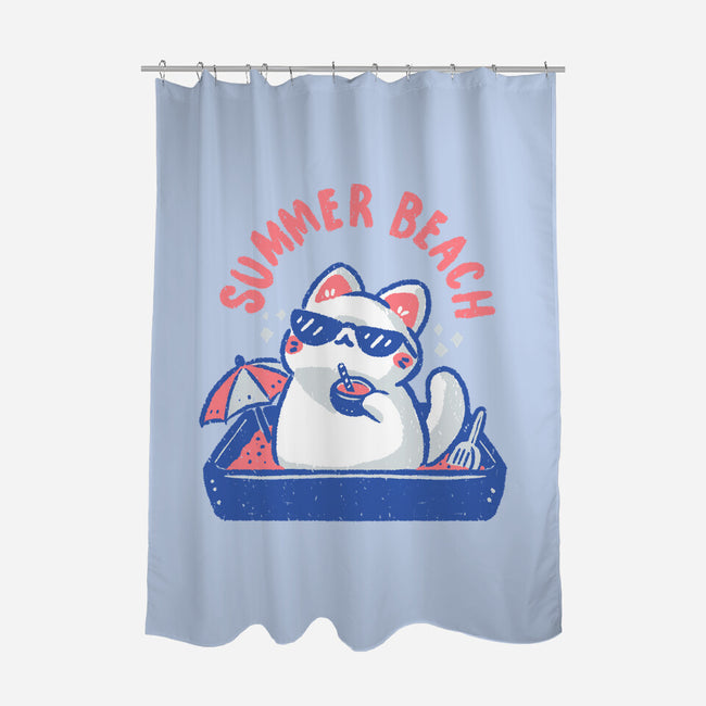 Funny Summer Beach Cat-None-Polyester-Shower Curtain-xMorfina